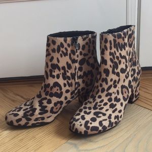 Leopard heel boots.